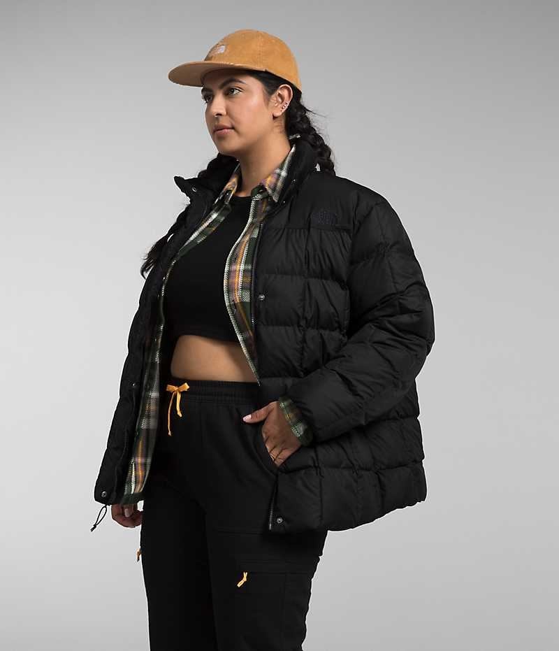 Μπουφαν Πουπουλενια γυναικεια The North Face Plus Lhotse Reversible μαυρα | GR LBPFVJD