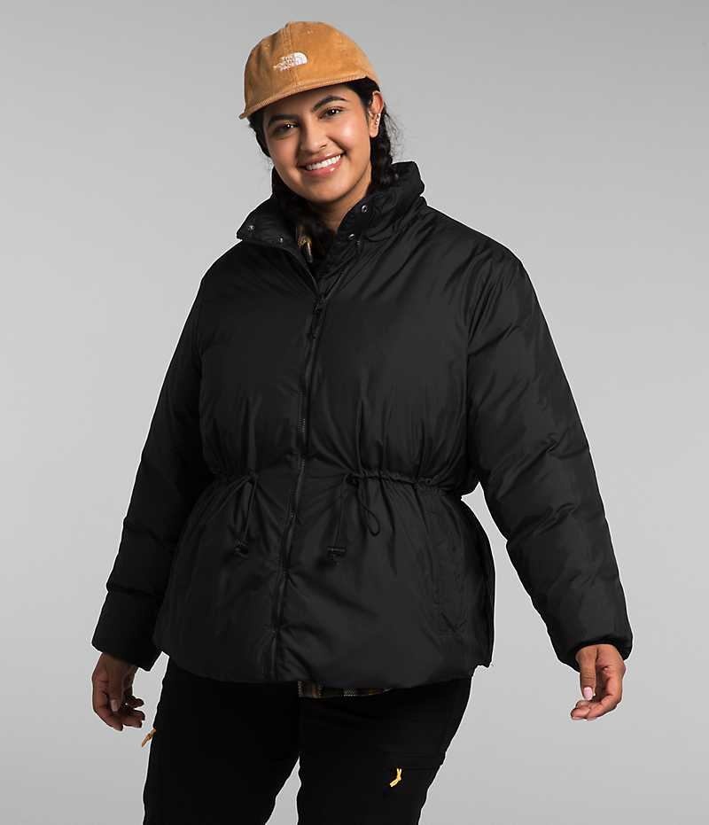 Μπουφαν Πουπουλενια γυναικεια The North Face Plus Lhotse Reversible μαυρα | GR LBPFVJD